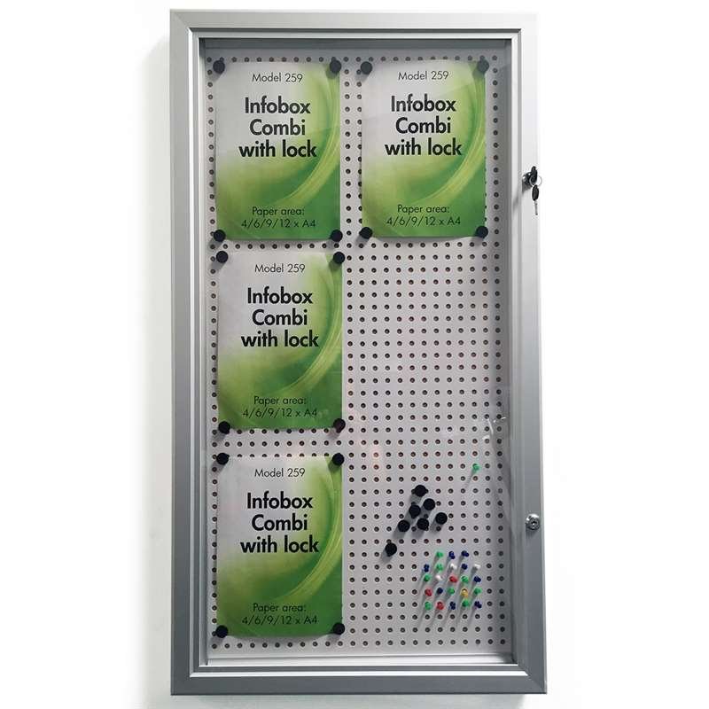 Infobox Combi with lock, 45 mm, 6 x A4, alu/silver