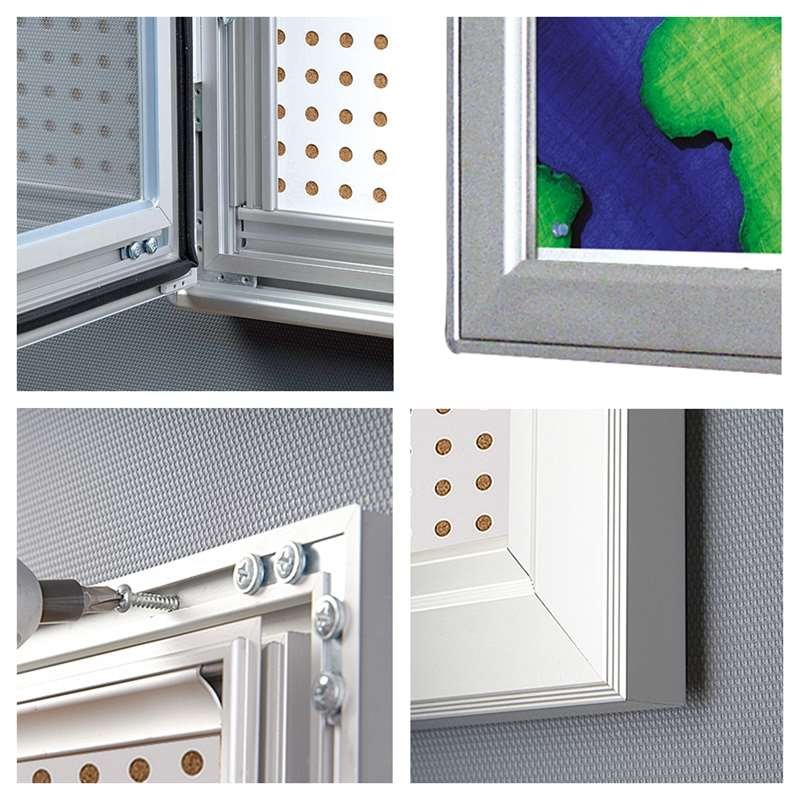 Infobox Combi with lock, 45 mm, 4 x A4, alu/silver