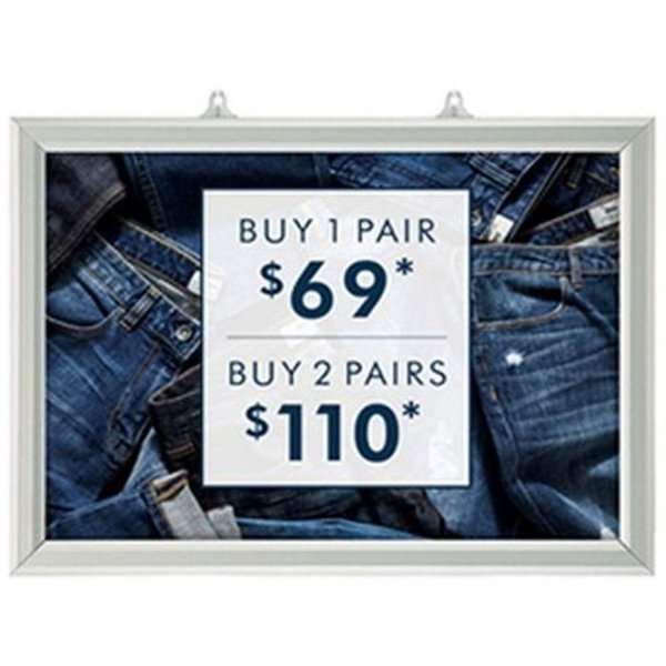 Slide-in frame, double sided, 25 mm, horizontal, A3, alu/silver