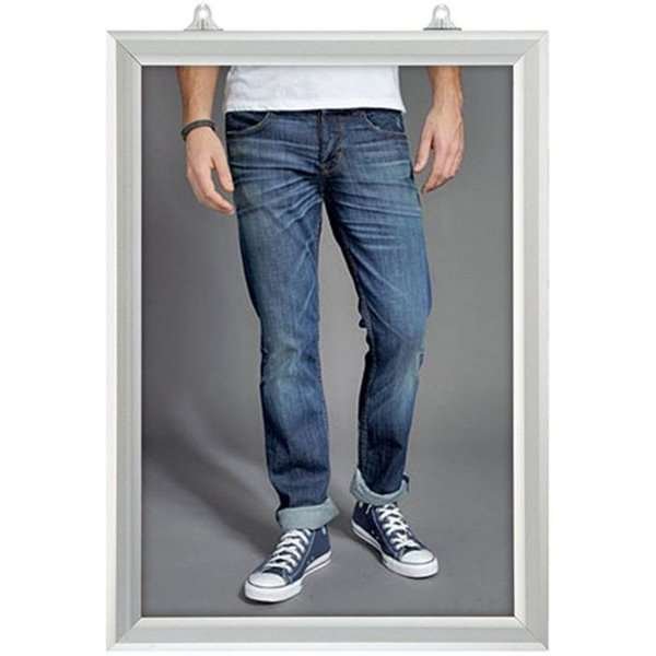 Slide-in frame, double sided, 25 mm, vertical, 50 x 70, alu/silver