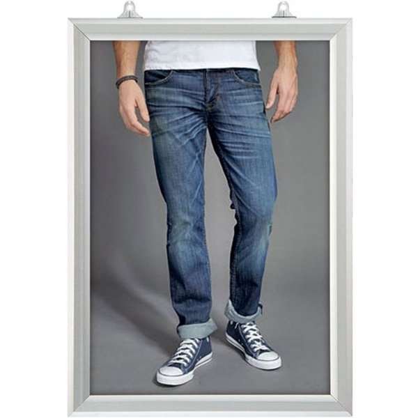 Slide-in frame, double sided, 25 mm, vertical, A1, alu/silver