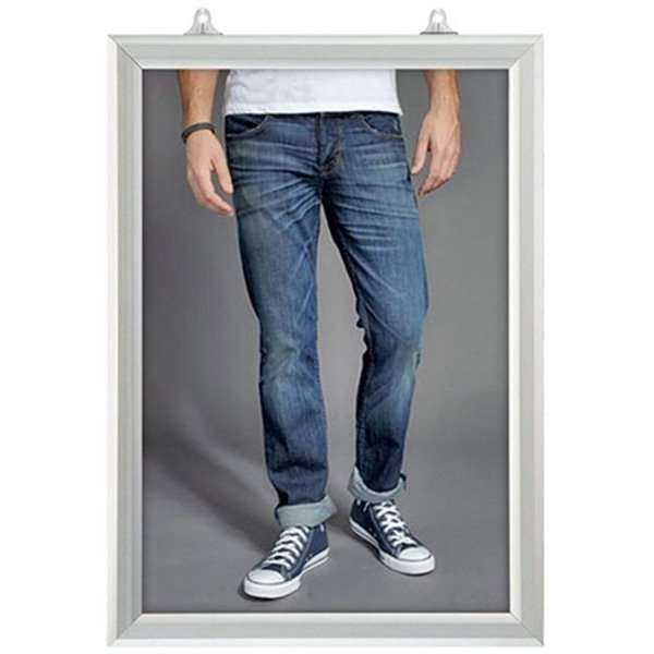 Slide-in frame, double sided, 25 mm, vertical, A2, alu/silver