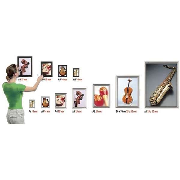 Opti snap frame, 25 mm, A3, silver