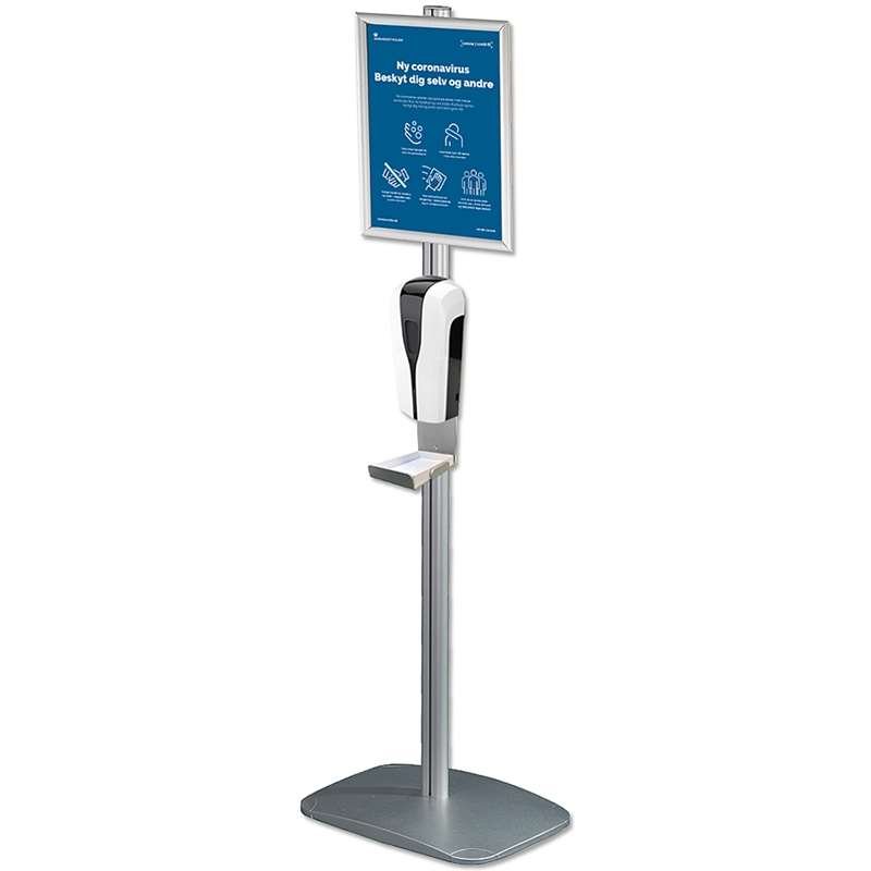 Mini Multi Stand with Liquid alcohol dispenser, holder with Tray and  Snap Frame A4