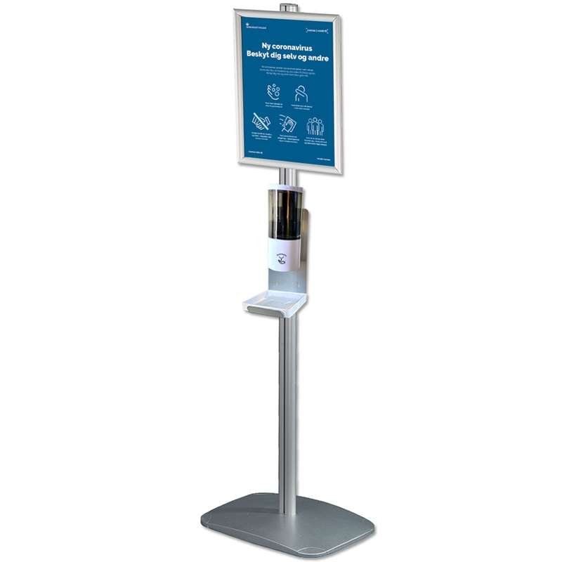 Aluminum info stand with 25 mm alu
snap-frame for A4 poster and 500 m. dispenser