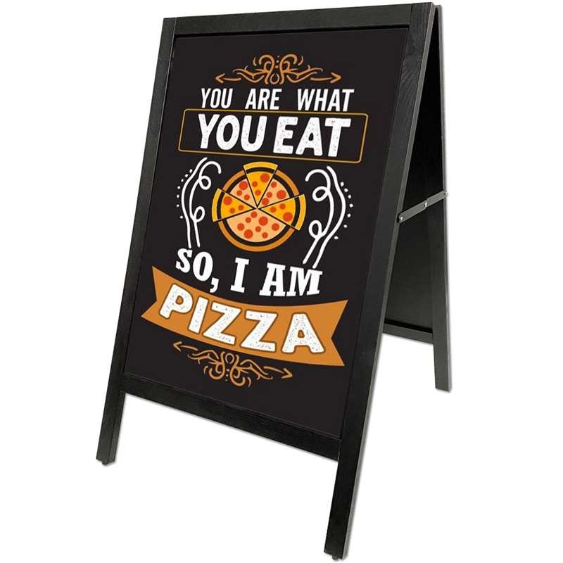 Wooden A-Board Black with Steel Board