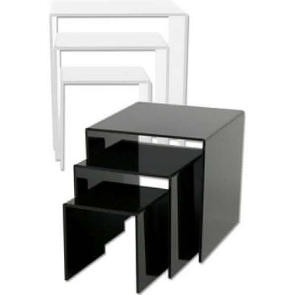 Nesting Shelves x 3, black, acrylic