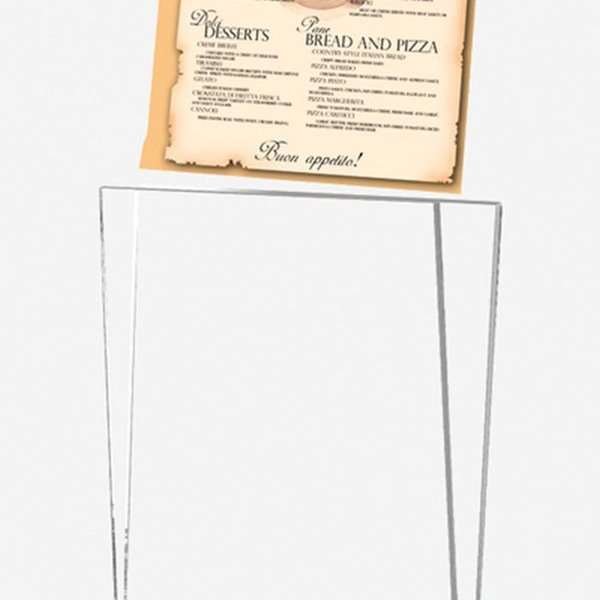 Rocket Menuholder with grey foot and A5 acrylic pocket