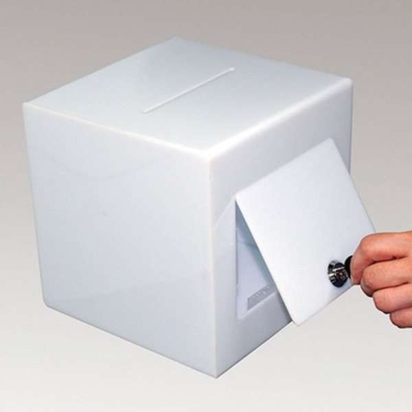 Tip Box Square, opal white acrylic