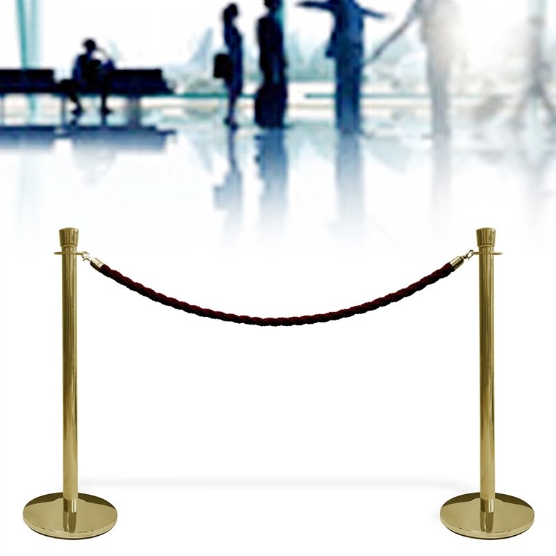 Crowd control rope,  Black - Gold fixing