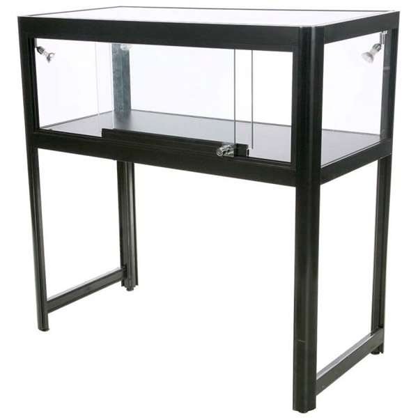 Showcase Desk Duo, black, with LED spots