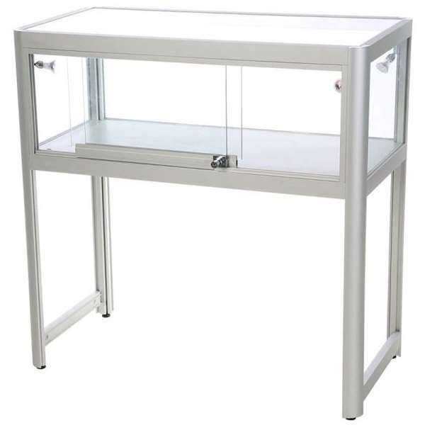 Showcase Desk Duo, silver, with LED spots