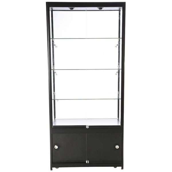 Showcase Tower Duo, black, with storage and LED spots