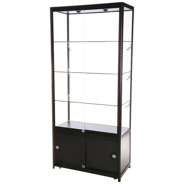Showcase Tower Duo, black, with storage and LED spots