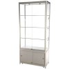 Showcase Tower Duo, silver, with storage and LED spots #1