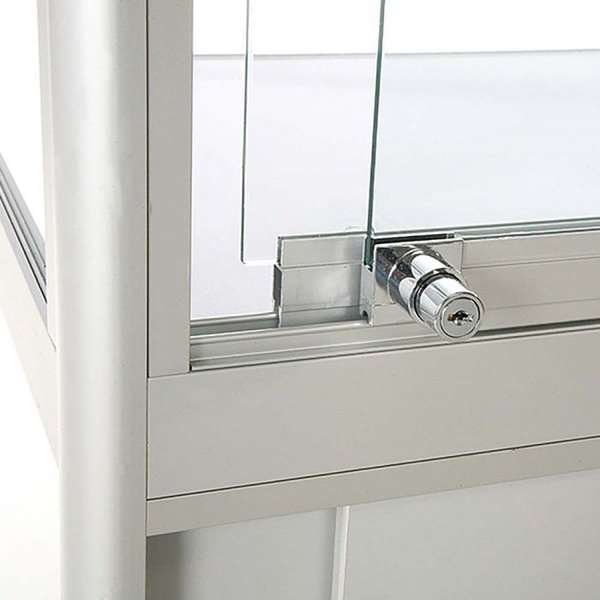 Showcase Tower Duo, silver, with storage and LED spots