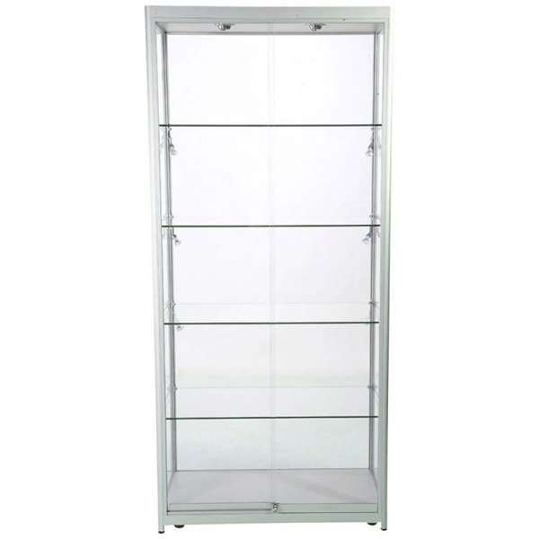 Showcase Tower Duo, silver, with LED spots