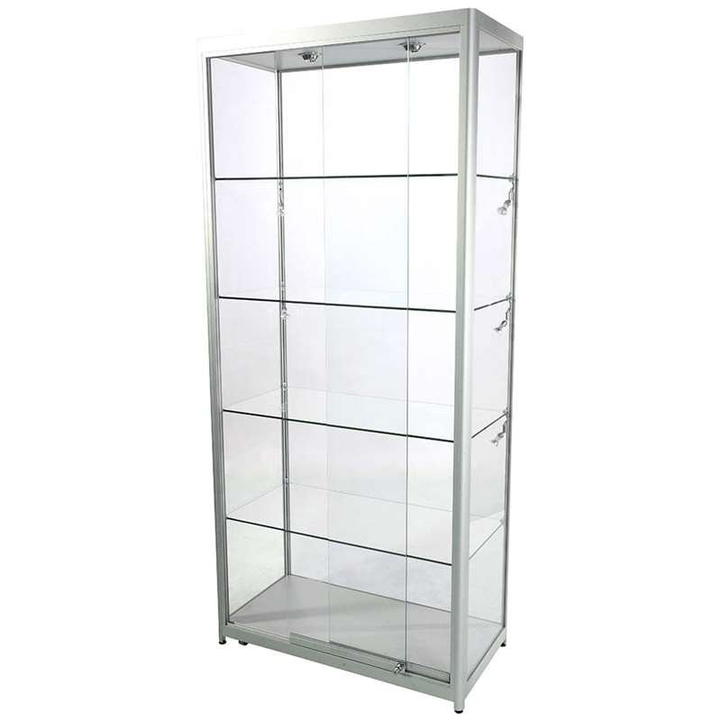 Showcase Tower Duo, silver, with LED spots