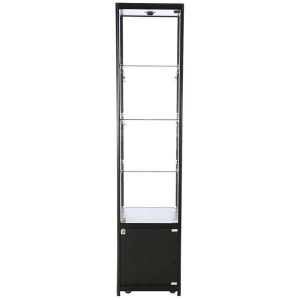 Showcase Tower Solo, black, with storage and LED spots