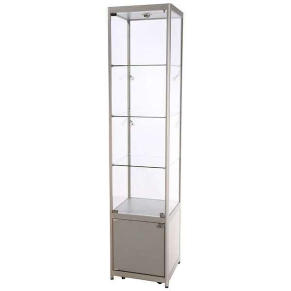 Showcase Tower, Solo, with locker - Silver. LED