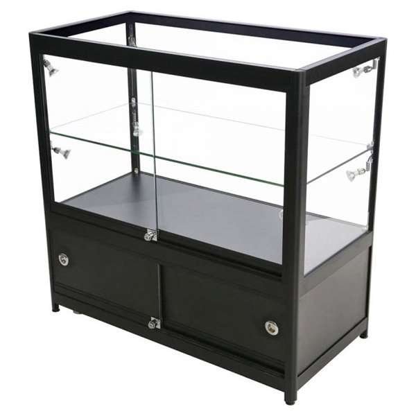 Showcase Counter Duo, black, with storage and LED spots
