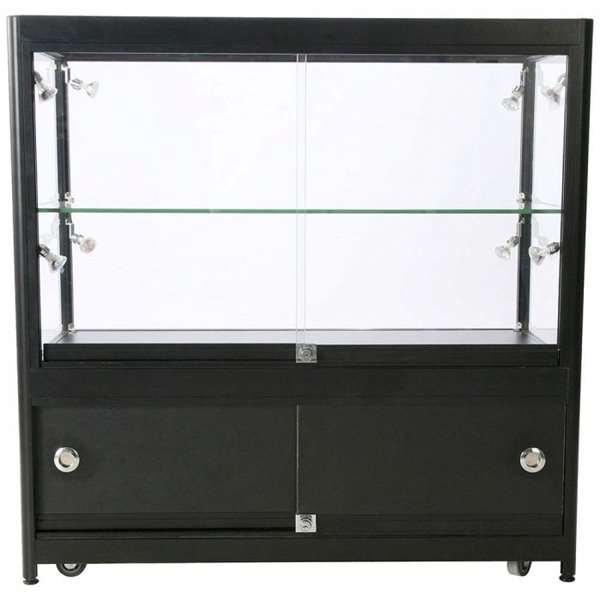 Showcase Counter Duo, black, with storage and LED spots
