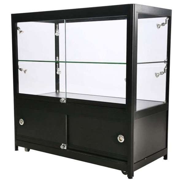 Showcase Counter Duo, black, with storage and LED spots