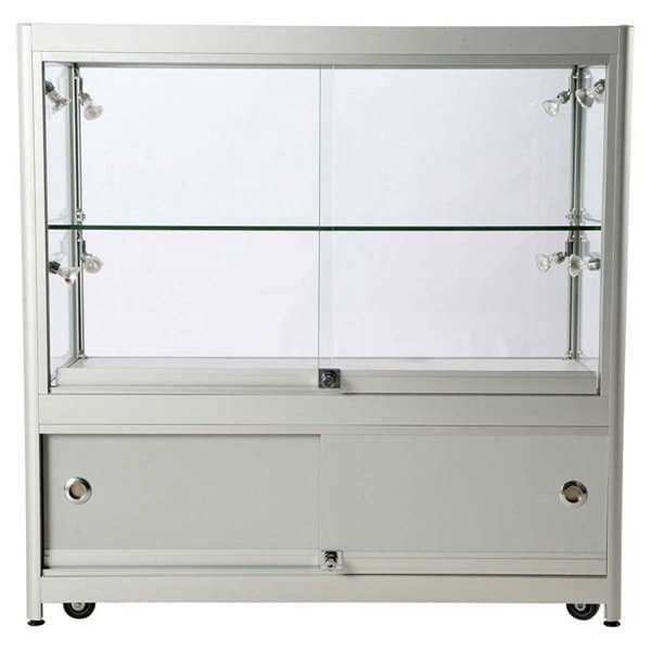 Showcase Counter Duo, silver, with storage and LED spots