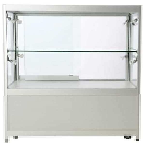 Showcase Counter Duo, silver, with storage and LED spots