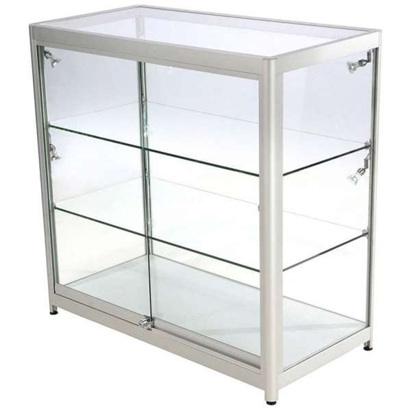Showcase Counter Duo, silver, with LED spots
