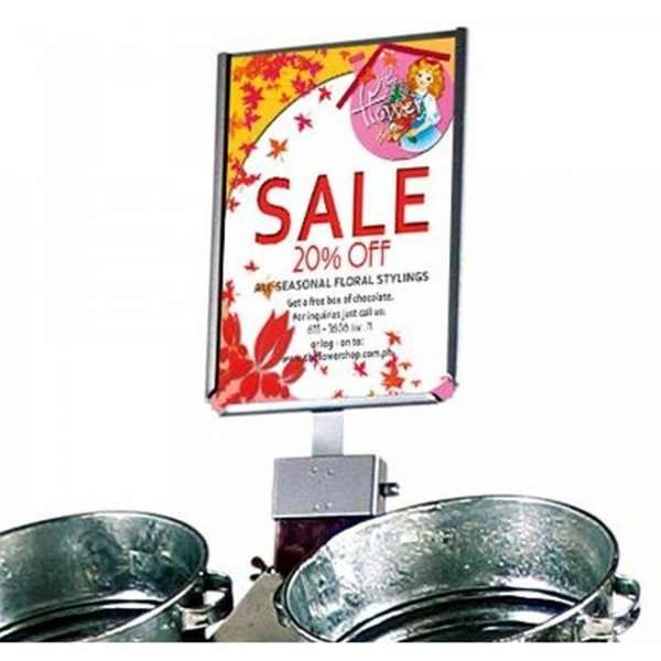 Shop Display with 6 buckets, A4 sign holder