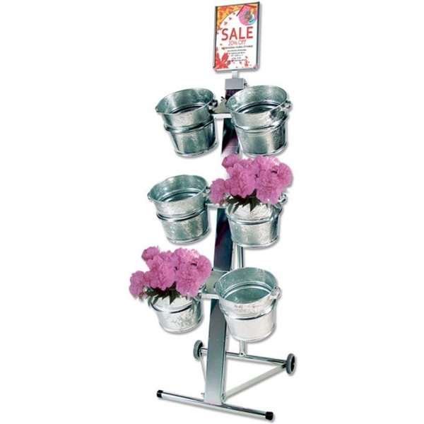 Shop Display with 6 buckets, A4 sign holder