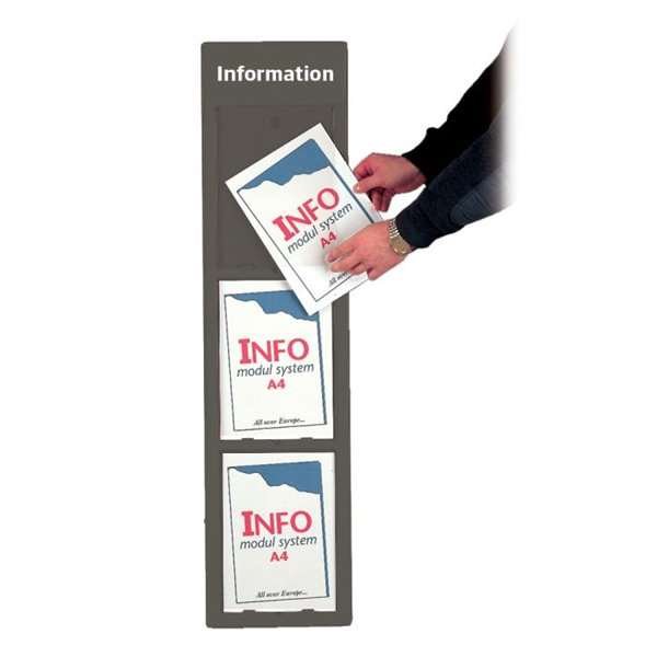 Info Module Board 3xA4 Charcoal RAL 7016