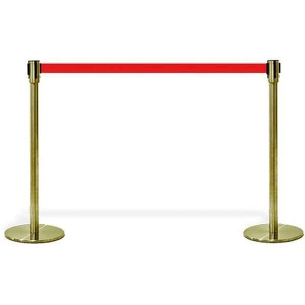 Crowd Control System, 2 poles with Red belt. Gold System