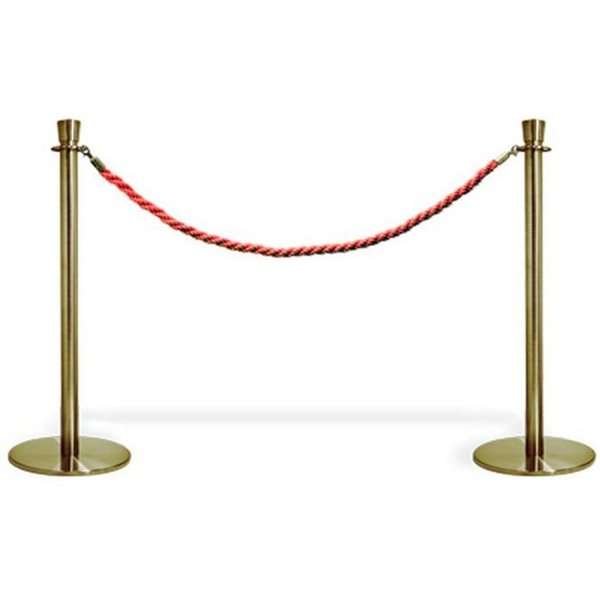 Crowd Control System, 2 poles with red rope. Gold System