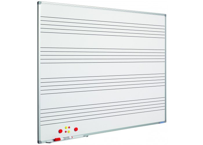 Whiteboard with 5 note sheet - 120x150