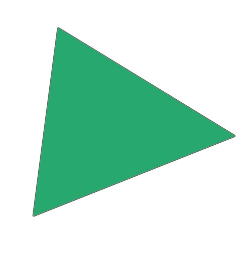 magnet, triangle, 2x2 cm, 49 pcs, Green