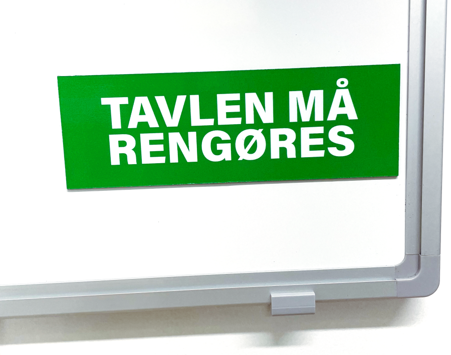 Magnetic sign with cleaning rules for whiteboard, reversible magnet tile HxWxD 50x150x1 mm including print on both sides