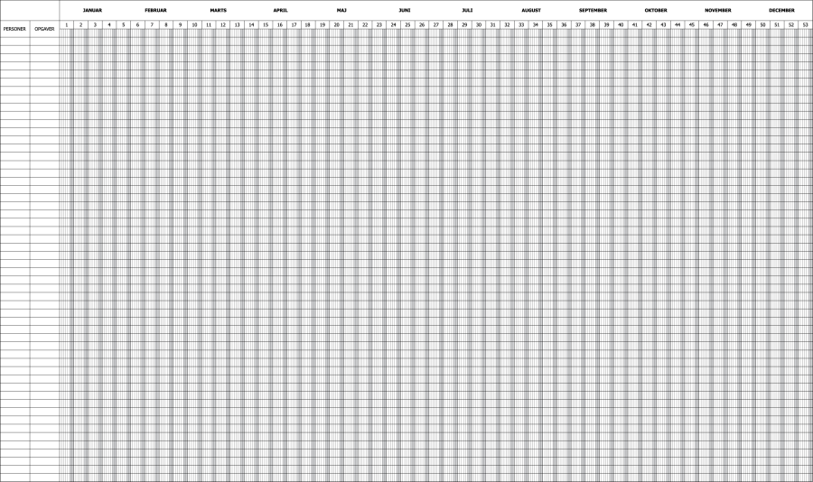 Evighedskalender - Planl&aelig;gningstavle, 7 days, 120x200 cm