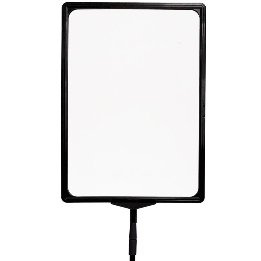 Prisrammes&aelig;t, sort st&aring;l fod og alu stang, sort A3 ramme.