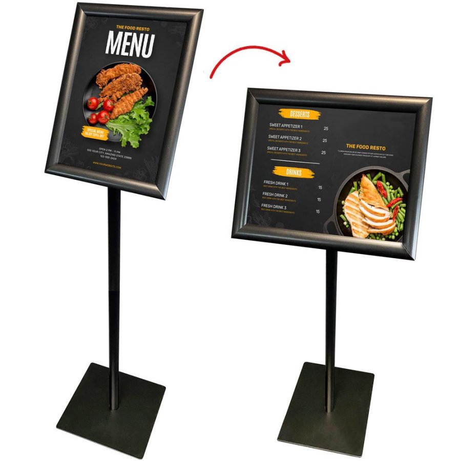 BASIC Infostand A4 - 92mm high - A3 Click frame profile 25mm, black