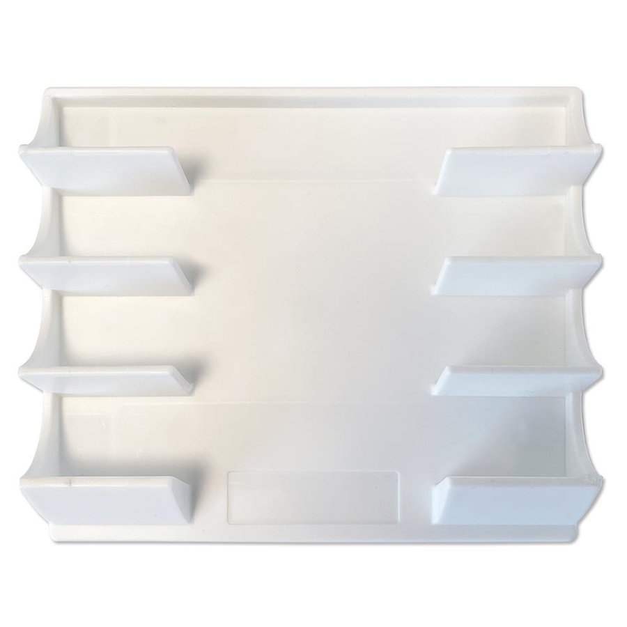 Magnetic pen holder for 4 pens, white plastic with 4 magnets on the back (also includes 4 adhesive pads)