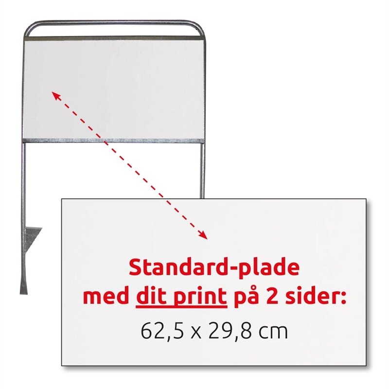 3 mm hvid PS plade til Estate Sign Standarn inkl print på 2 sider #1