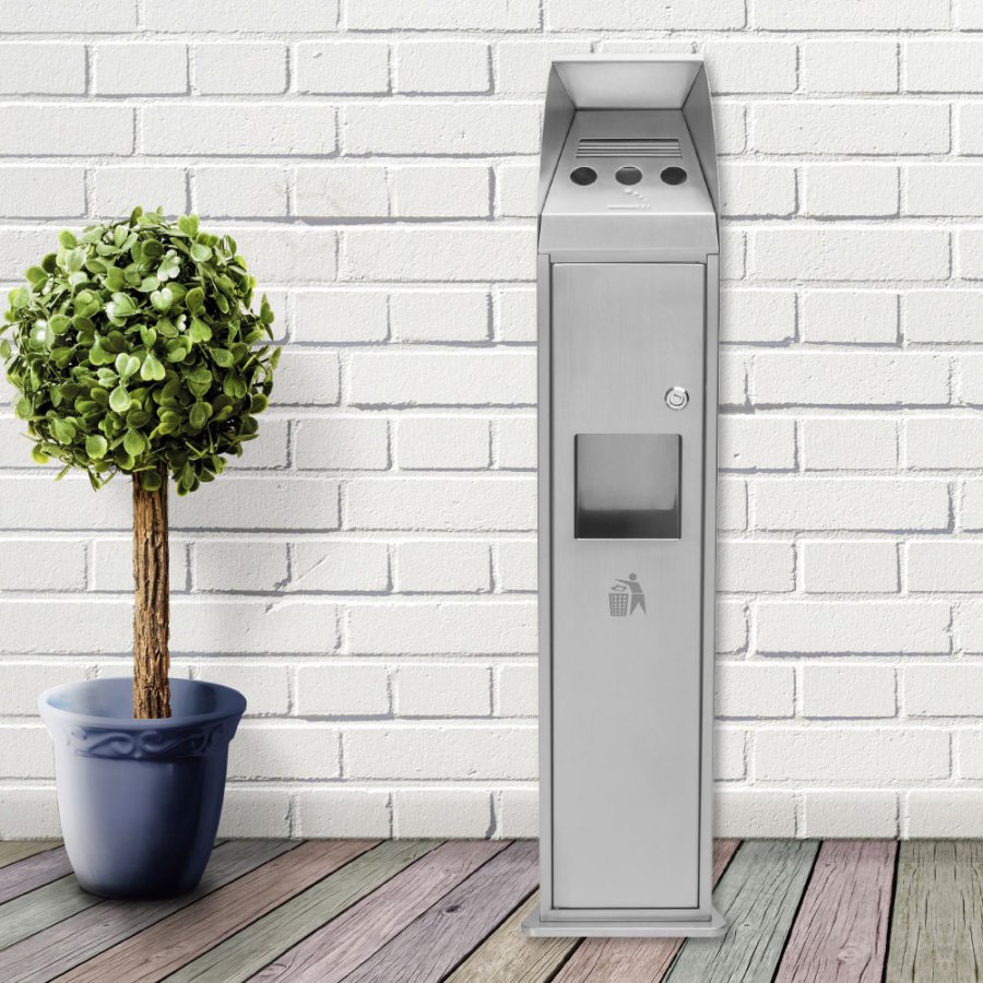 Cigarette waste tower brushed