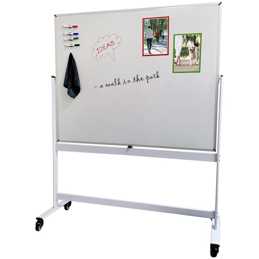 Whiteboard Pro: Enameled Swivel Board 150x120 cm on Mobile Stand