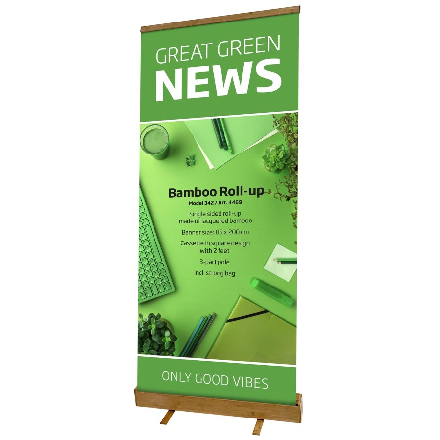 Bamboo Roll-up 85x200cm with Print and Bag - Single-sided Banner