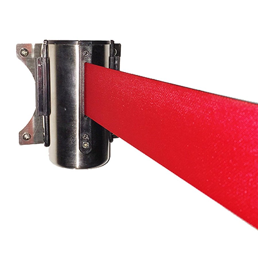 Crowd Barrier, Wall Dispenser, Stainlees Steel with 3meter Red belt