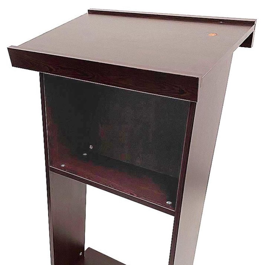 Elegant Black Wood Podium with Wheels and Silver A3 Frame - Fast Fix Design