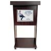Elegant Black Wood Podium with Wheels and Silver A3 Frame - Fast Fix Design #1
