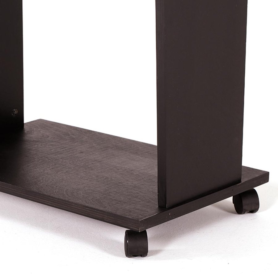 Elegant Black Wood Podium with Wheels and Silver A3 Frame - Fast Fix Design